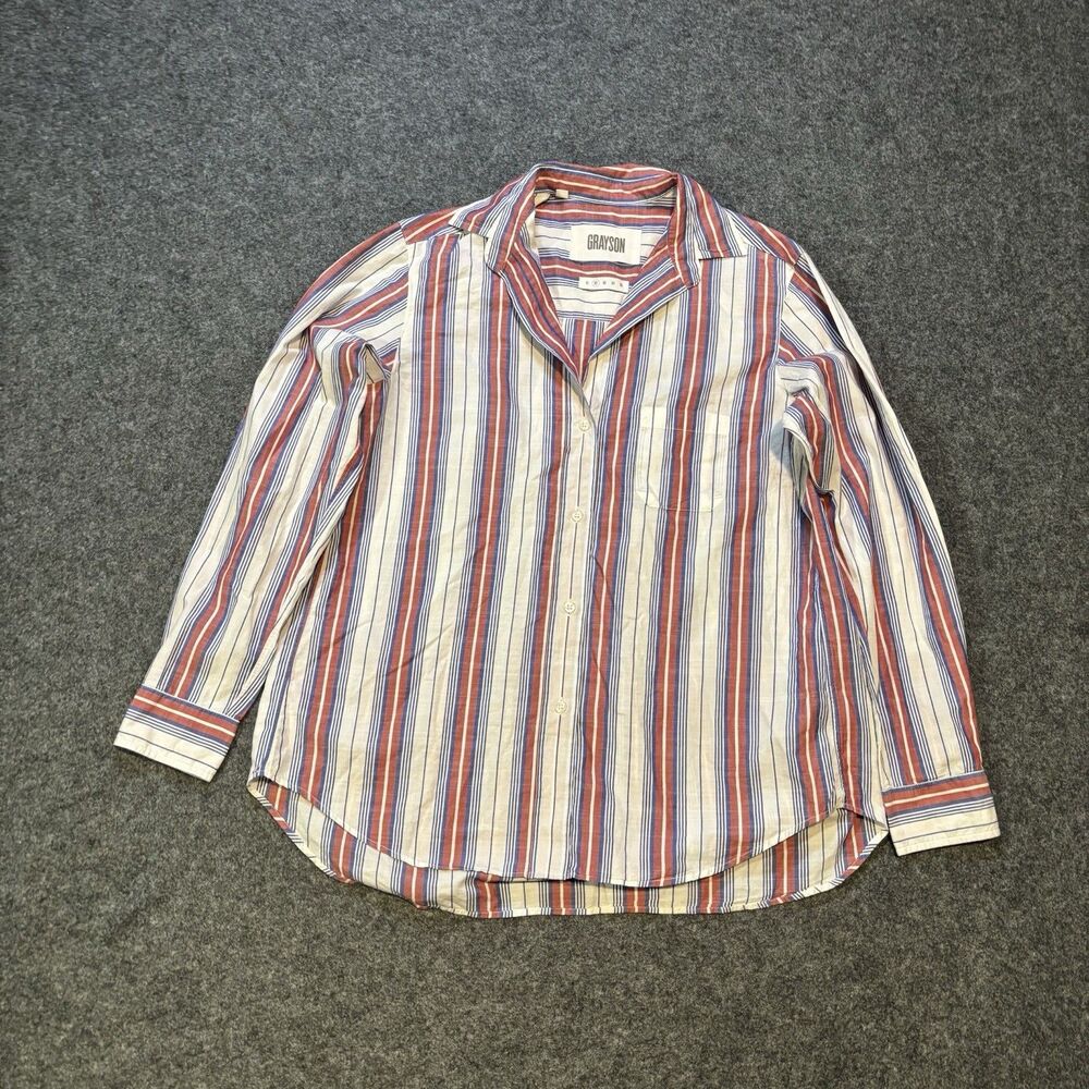 Grayson The Hero Button Shirt Womens Size 2 (S) Striped Long Sleeve
